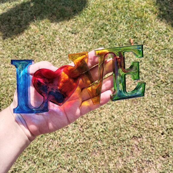 Resin LOVE Word Decor – Colorful Resin Letters – Handmade Home Accent - Picture 8 of 11